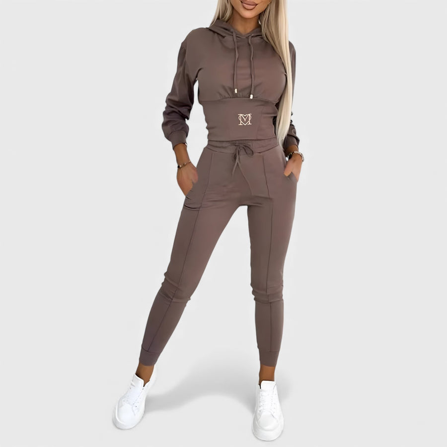 Maayan - Set Casual Format Din Hanorac cu Mâneci Lungi și Pantaloni