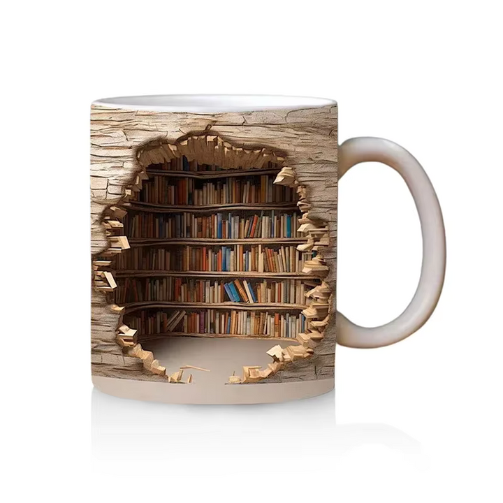 BookBrew - Cană cu Design de Bibliotecă 3D