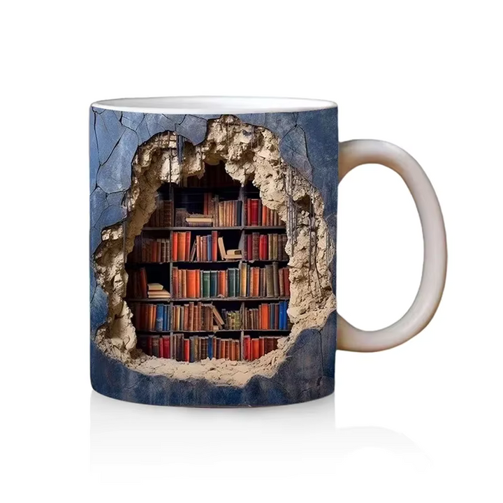 BookBrew - Cană cu Design de Bibliotecă 3D