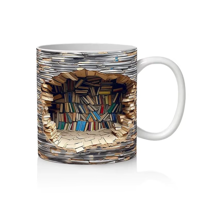 BookBrew - Cană cu Design de Bibliotecă 3D