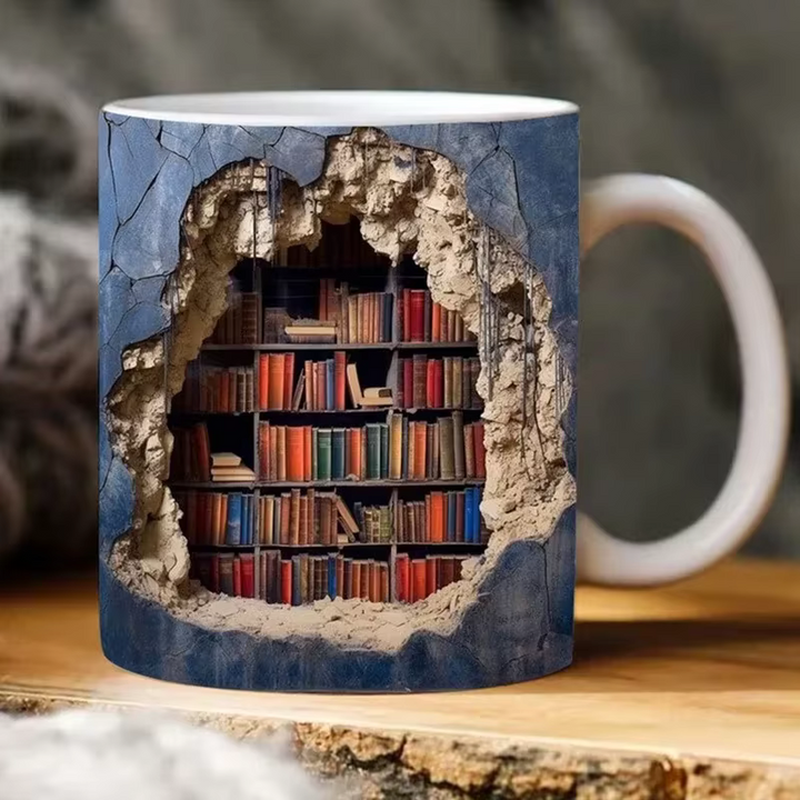 BookBrew - Cană cu Design de Bibliotecă 3D