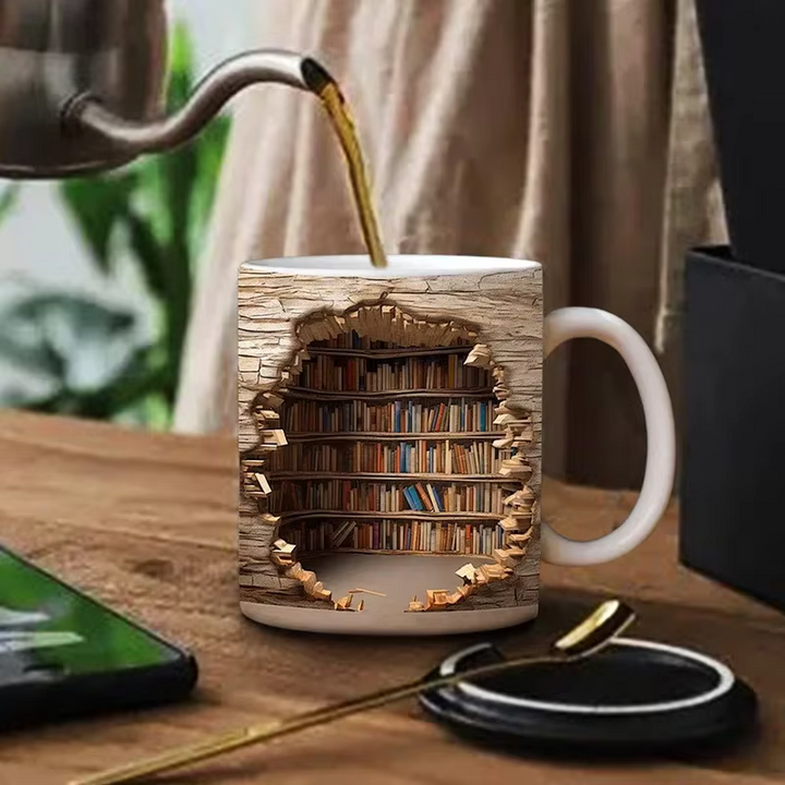 BookBrew - Cană cu Design de Bibliotecă 3D