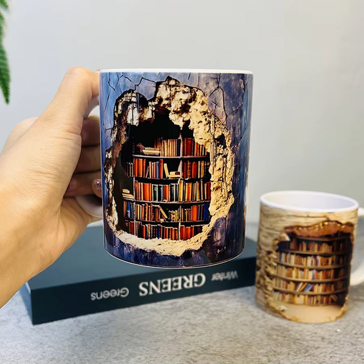 BookBrew - Cană cu Design de Bibliotecă 3D