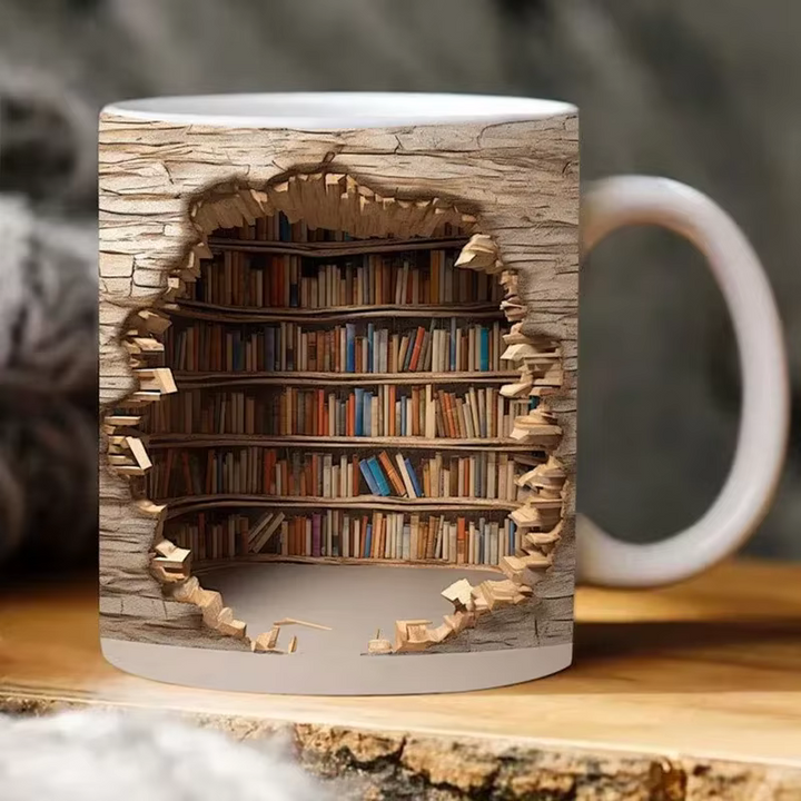 BookBrew - Cană cu Design de Bibliotecă 3D