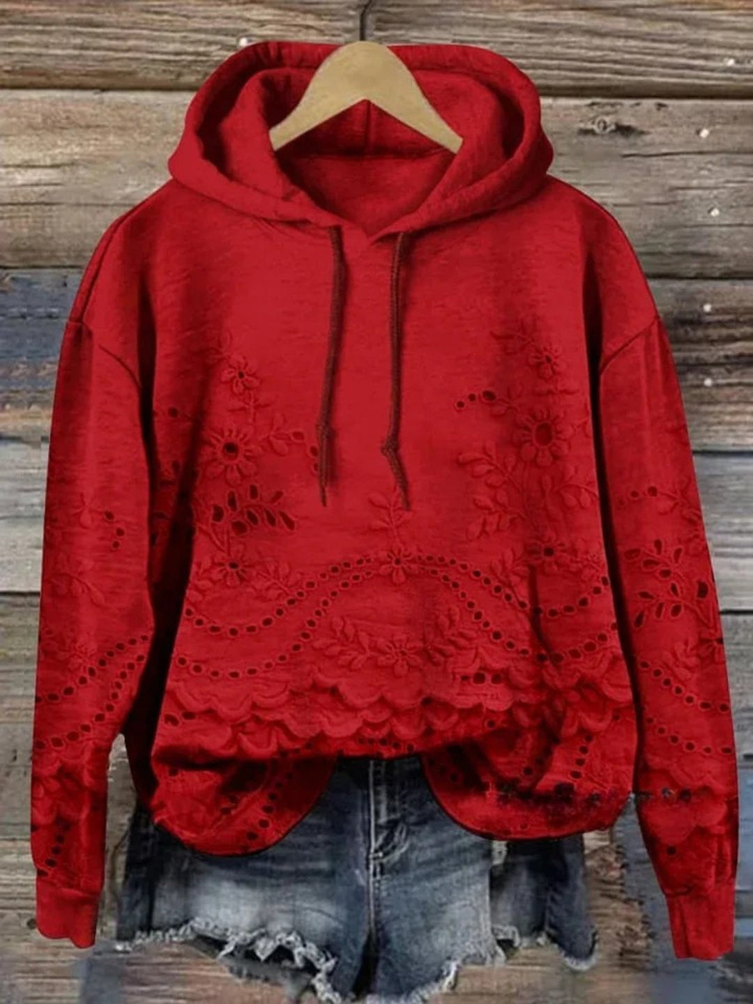 Leenja - Hanorac Casual Cu Textură Floare