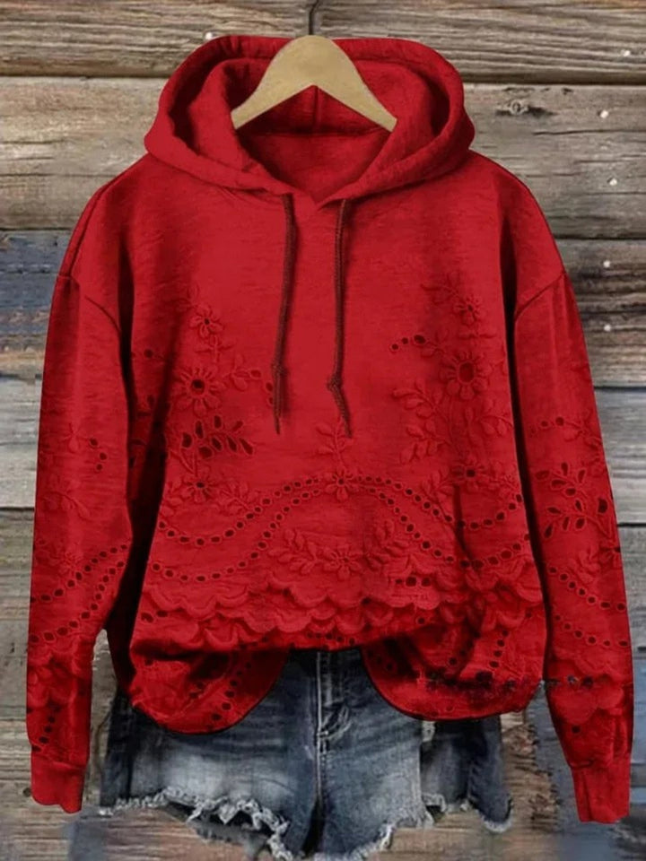 Leenja - Hanorac Casual Cu Textură Floare