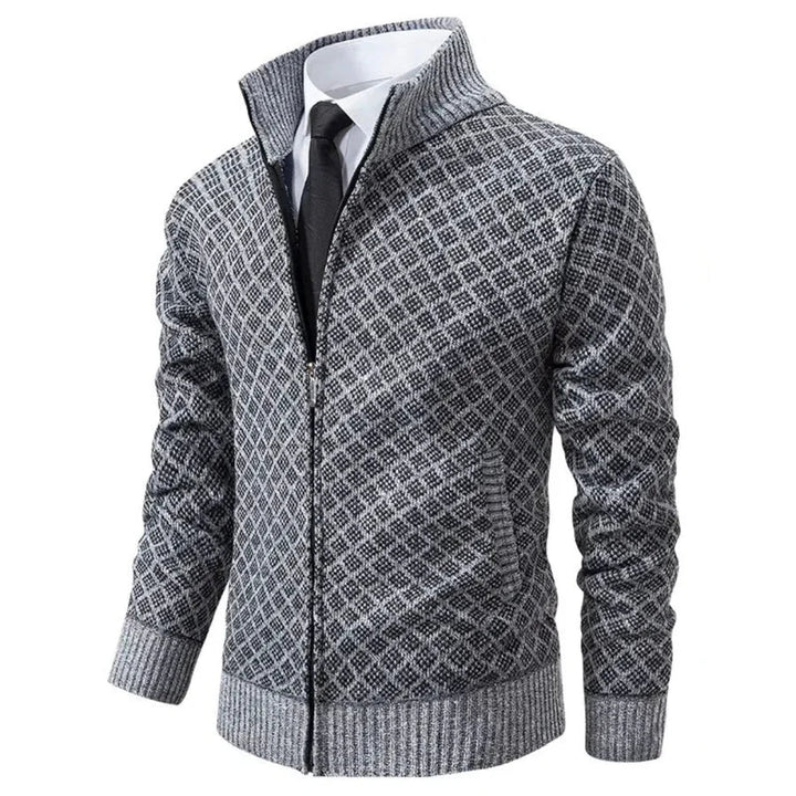 Klarik - Cardigan Din Tricot Cu Fermoar Integral Și Model În Romburi