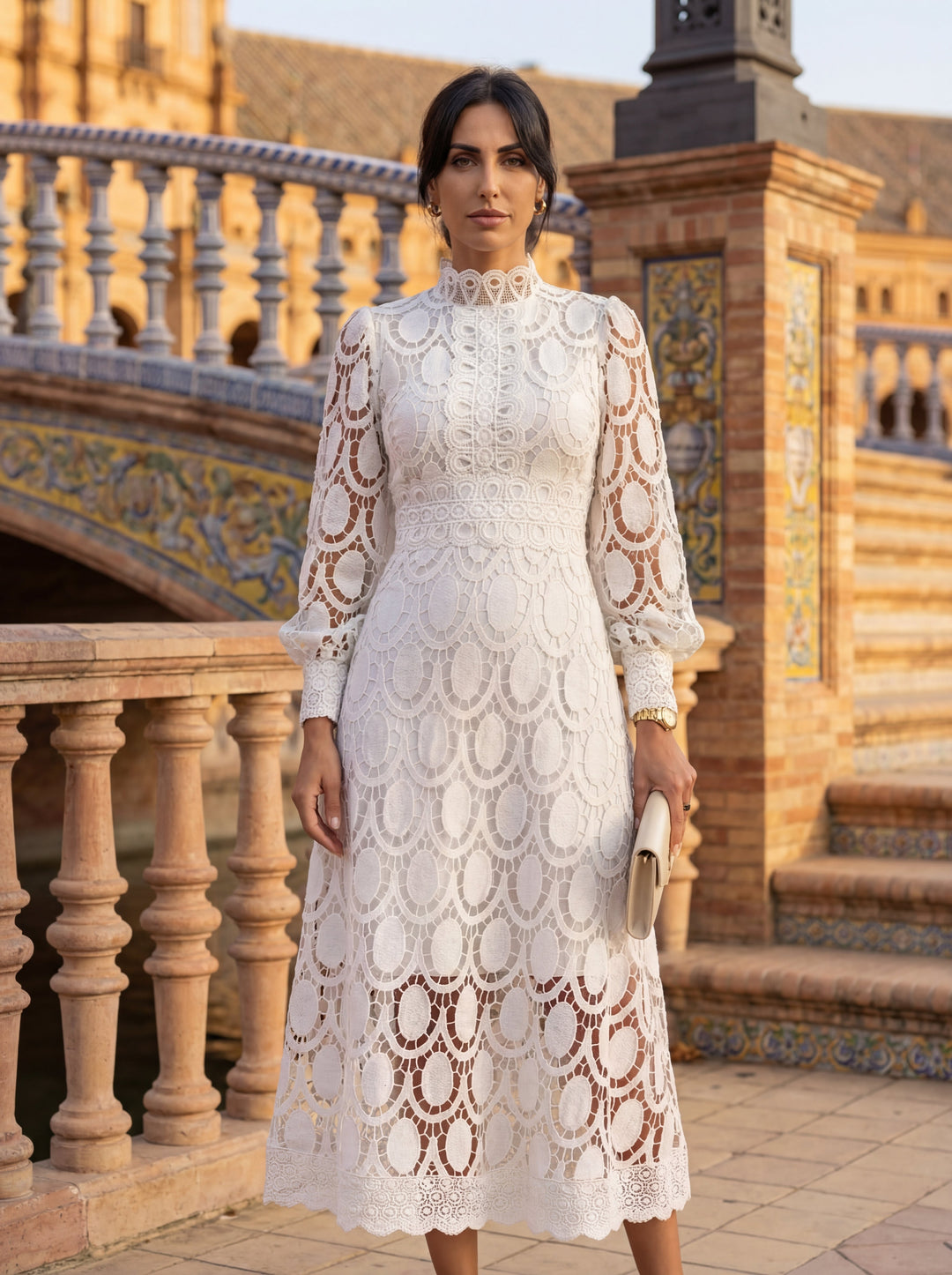 Maelle - Rochie Elegantă Din Dantelă, Cu Mâneci Lungi