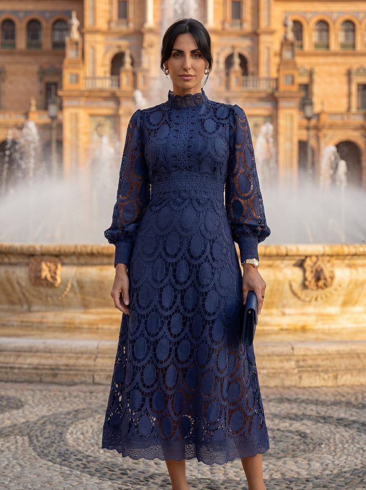 Maelle - Rochie Elegantă Din Dantelă, Cu Mâneci Lungi