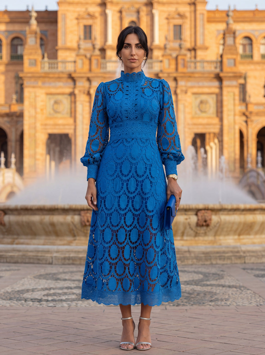 Maelle - Rochie Elegantă Din Dantelă, Cu Mâneci Lungi