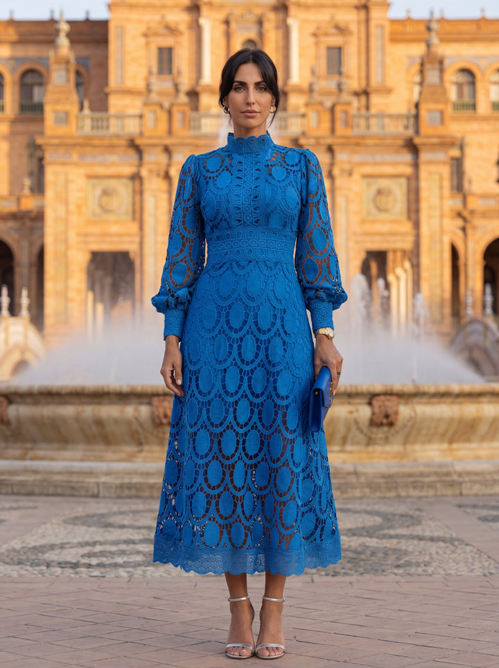 Maelle - Rochie Elegantă Din Dantelă, Cu Mâneci Lungi