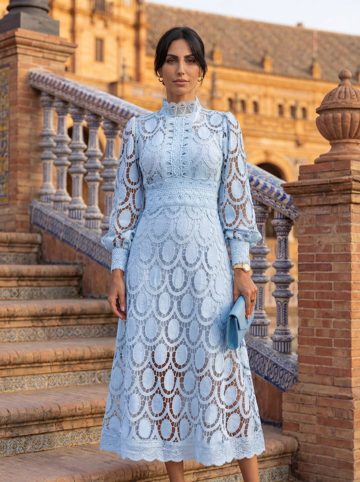 Maelle - Rochie Elegantă Din Dantelă, Cu Mâneci Lungi