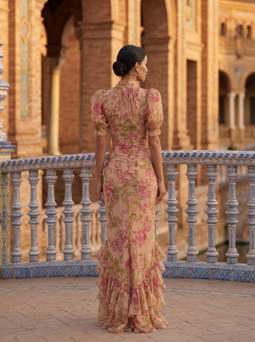 Rimina – Rochie Elegantă Cu Imprimeu Floral și Volane