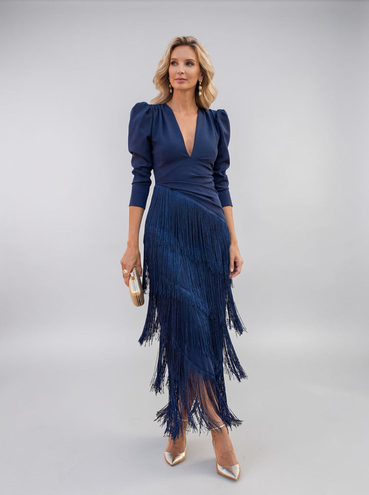 Rylanya - Rochie Elegantă Cu Franjuri