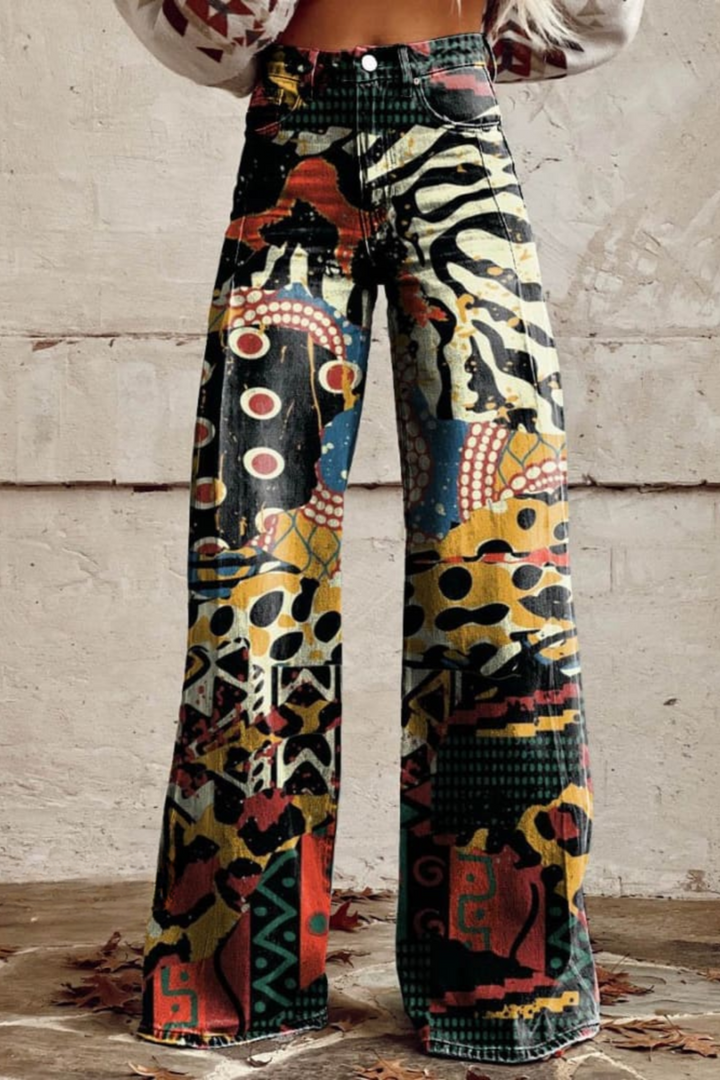 Randolph - Pantaloni Largi Elegante în Stil Boho Vintage