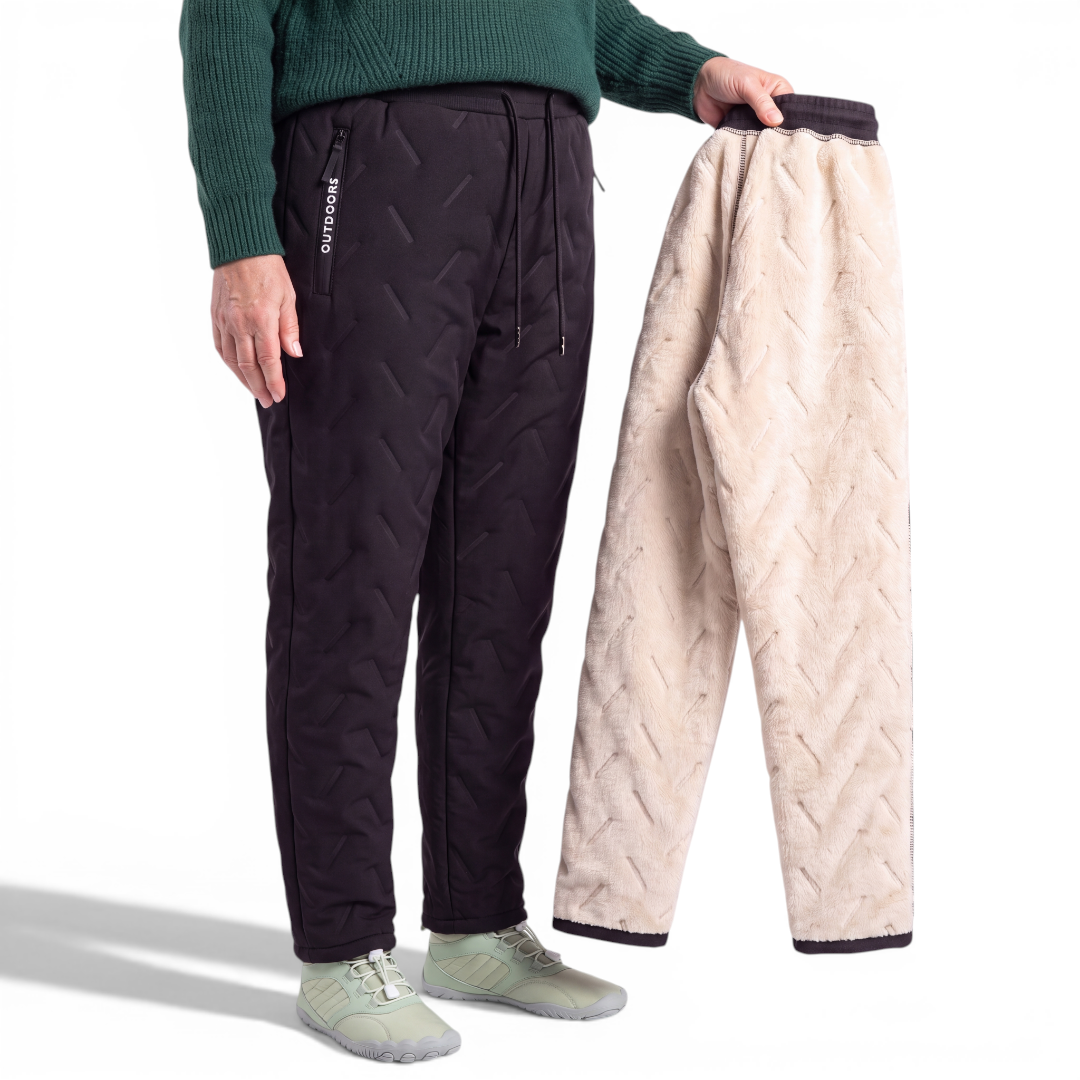 Aysun - Pantaloni cu Căptușeală Din Fleece și Cordon la Talie