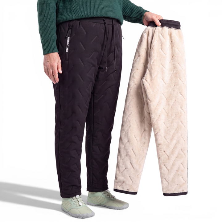 Aysun - Pantaloni cu Căptușeală Din Fleece și Cordon la Talie