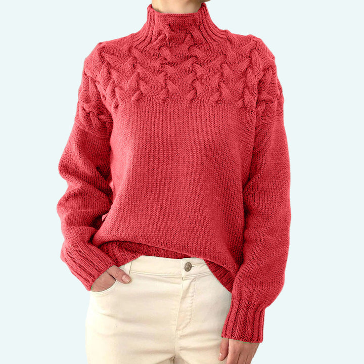 Farrah - Pulover Elegant Cu Guler înalt Tricotat