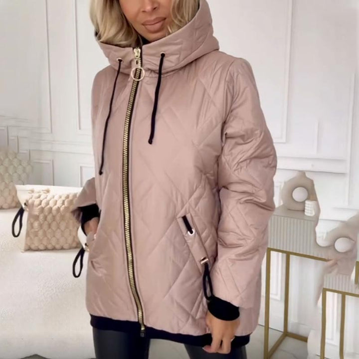 Kialina - Parka Matlasată Cu Glugă și Fermoar Frontal