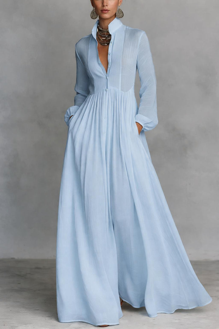 Sheilan – Rochie Maxi Elegantă Cu Nasturi