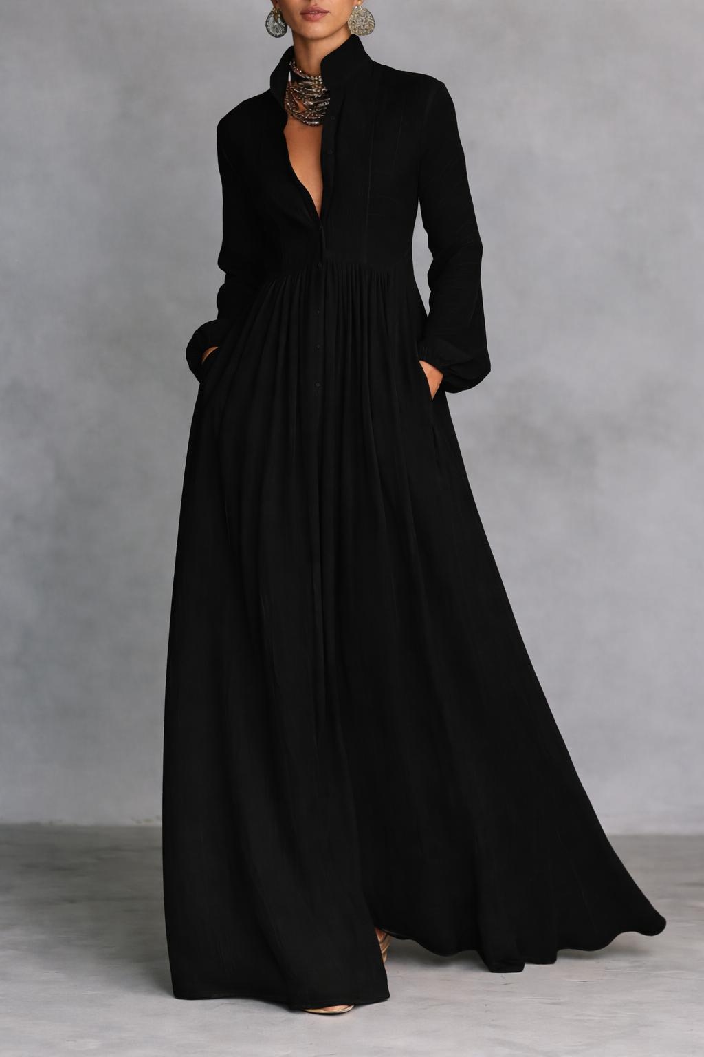 Sheilan – Rochie Maxi Elegantă Cu Nasturi