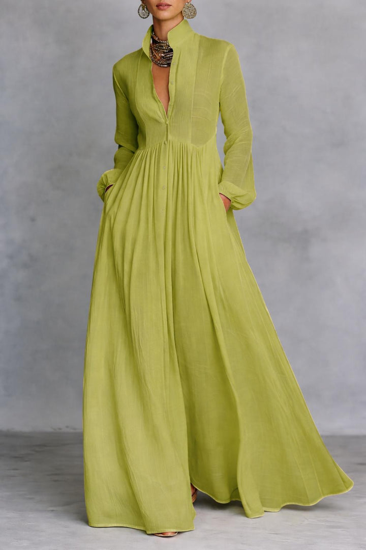 Sheilan – Rochie Maxi Elegantă Cu Nasturi