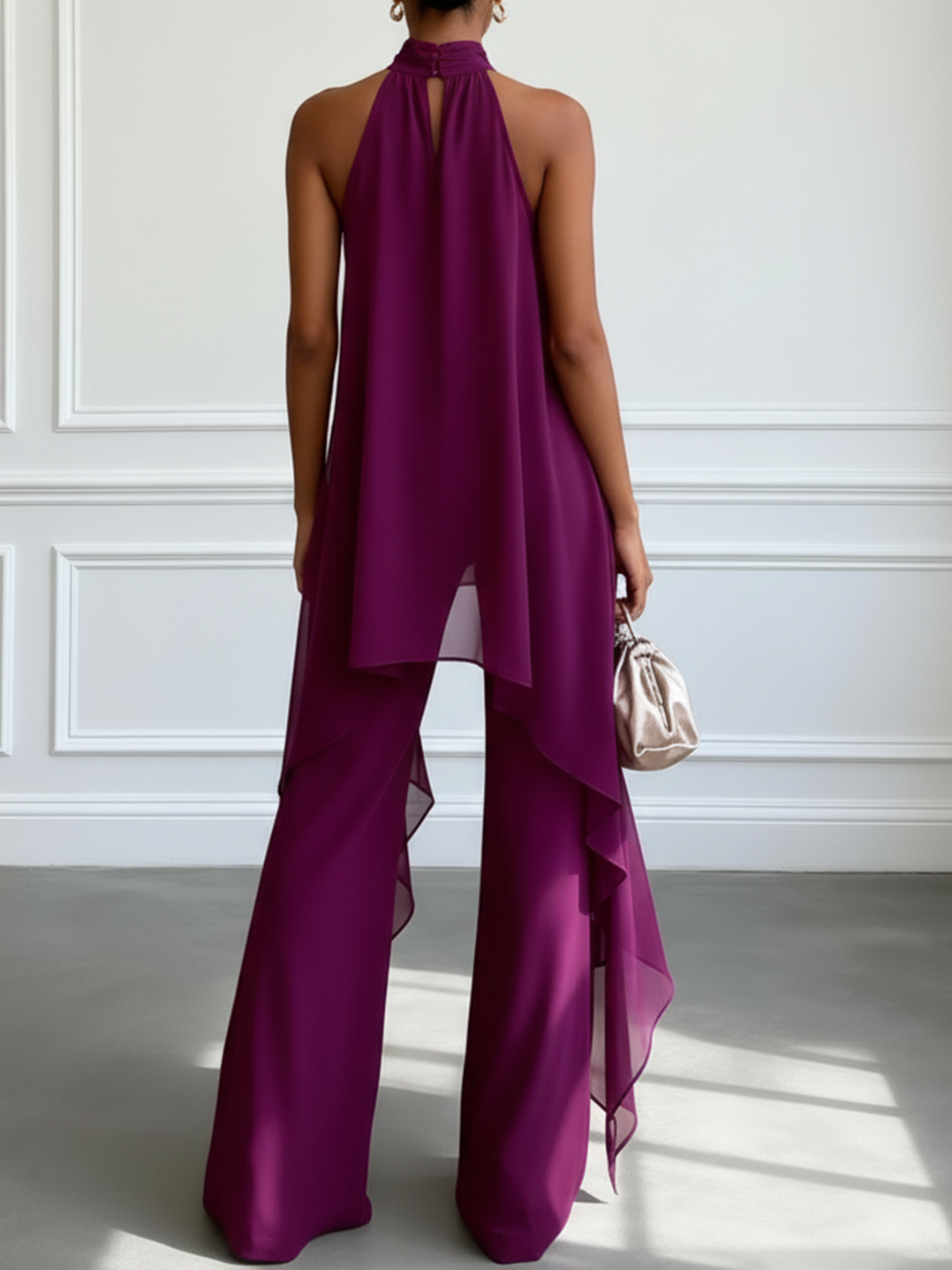 Victtoria - Top eleganță Cu Gât în V și Pantaloni