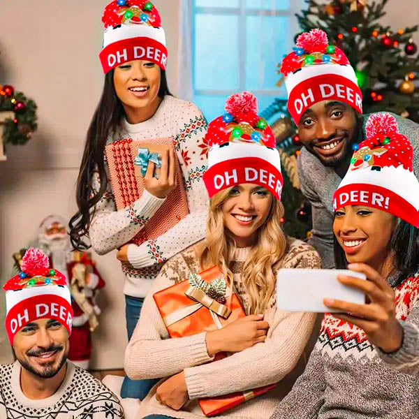 MerryGlow - Pălărie Tricotată de Crăciun cu Luminițe