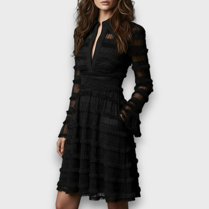 Myla -  Rochie midi Transparentă cu Franjuri