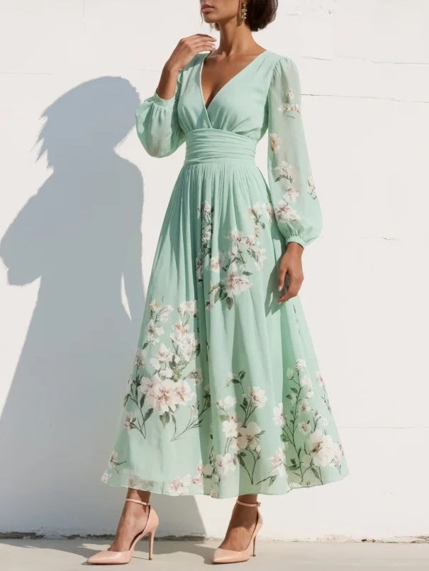 Evalyn – Rochie Lungă Din șifon Plisat