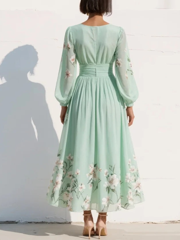 Evalyn – Rochie Lungă Din șifon Plisat
