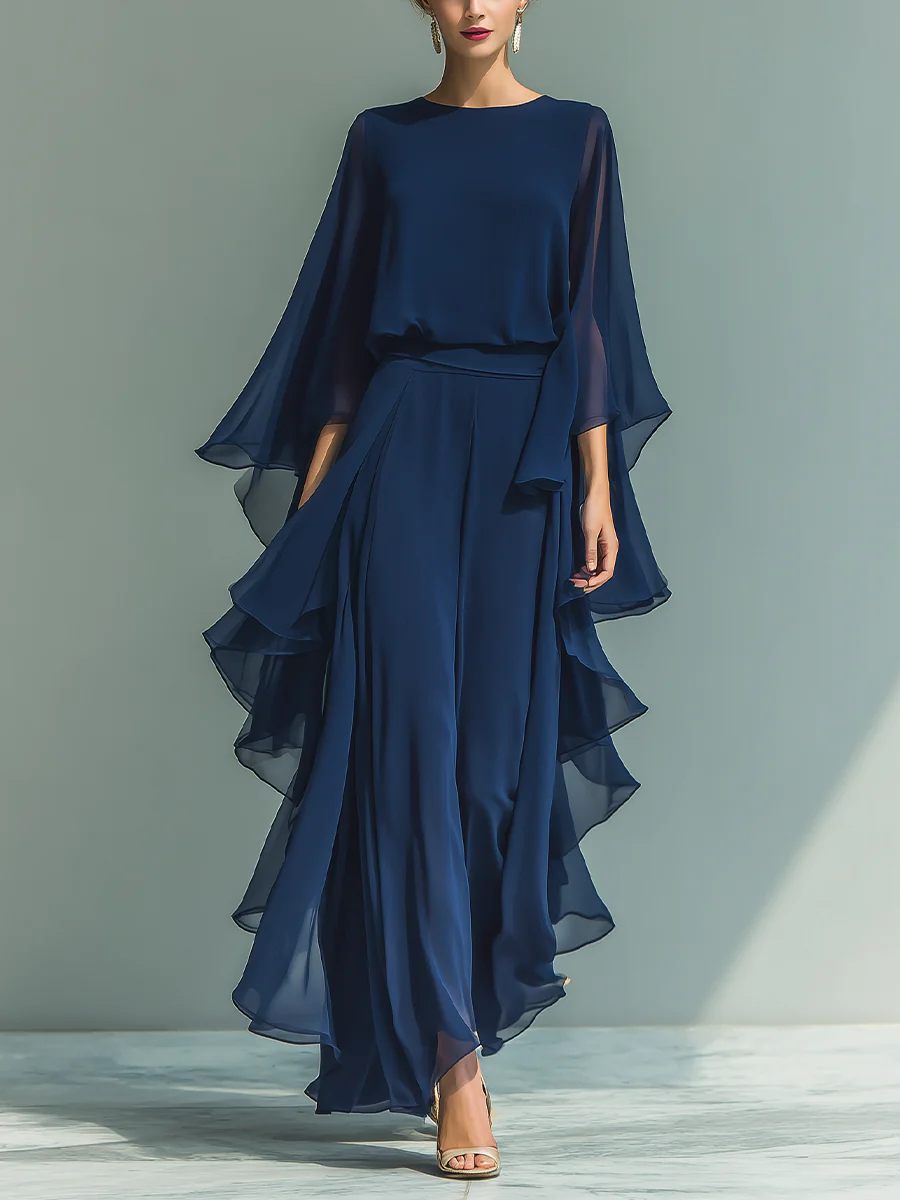 Elyssa - Set Elegant Din șifon Cu Volane