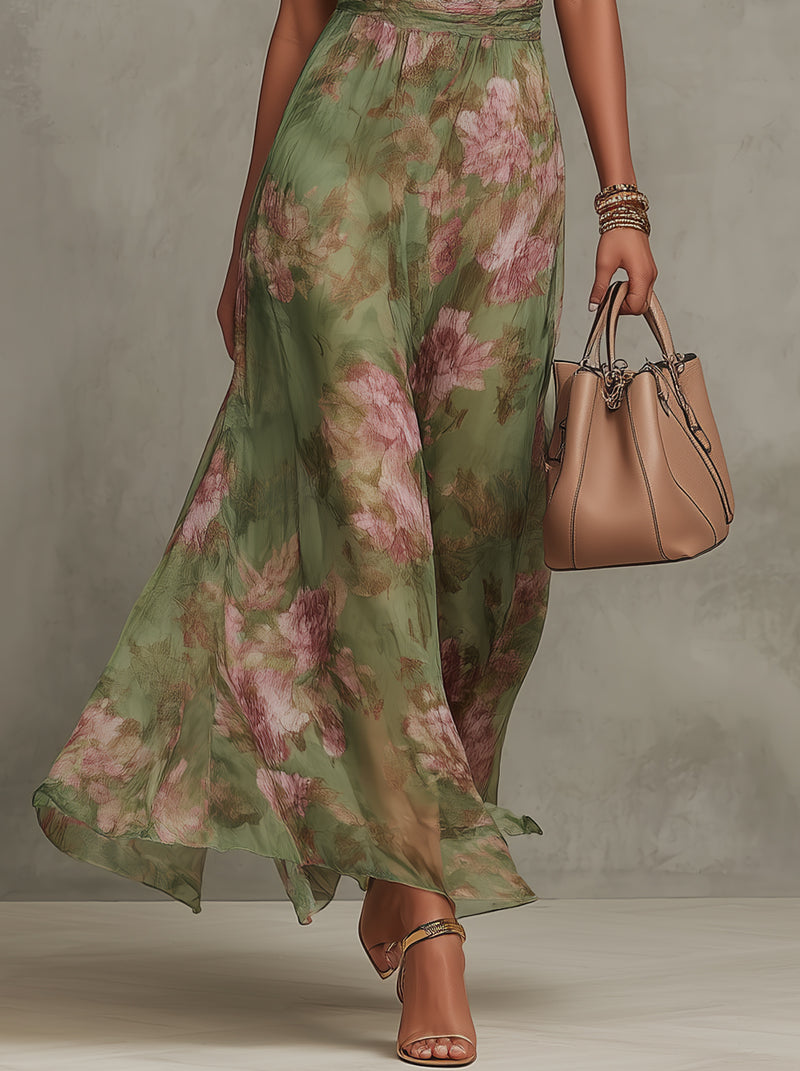 Livya - Rochie maxi Elegantă cu Imprimeu Floral și Decolteu Halter