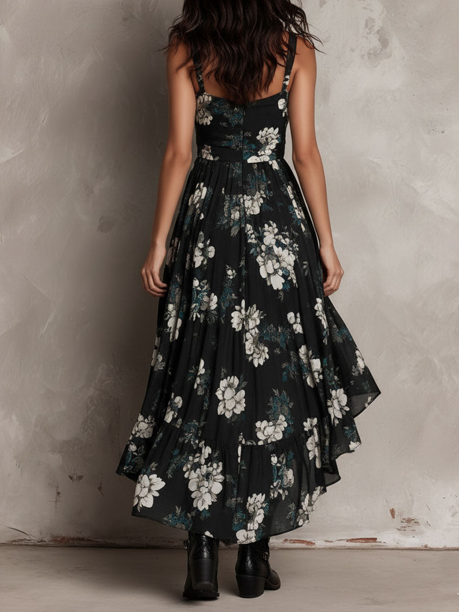 Meza – Rochie Maxi Fără Bretele, Cu Imprimeu Floral În Stil Boem