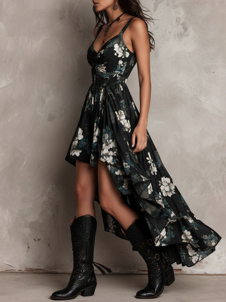 Meza – Rochie Maxi Fără Bretele, Cu Imprimeu Floral În Stil Boem