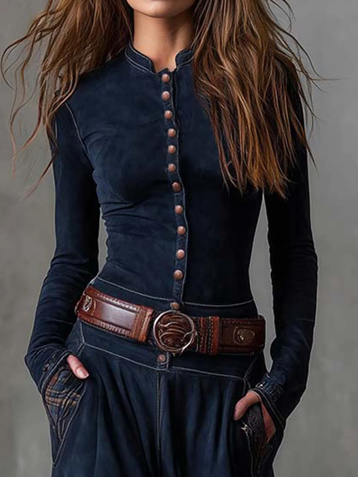 Fringilla - Rochie Lungă Din Piele întoarsă Cu Imprimeu Vintage în Carouri