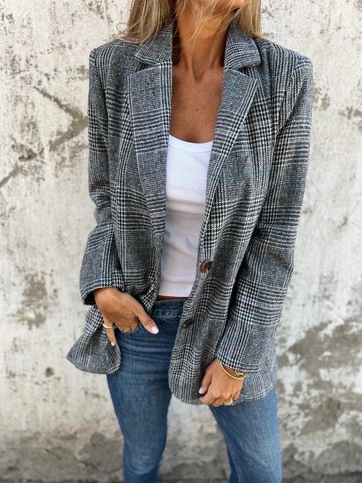 Basia - Blazer Elegant De Iarnă în Carouri