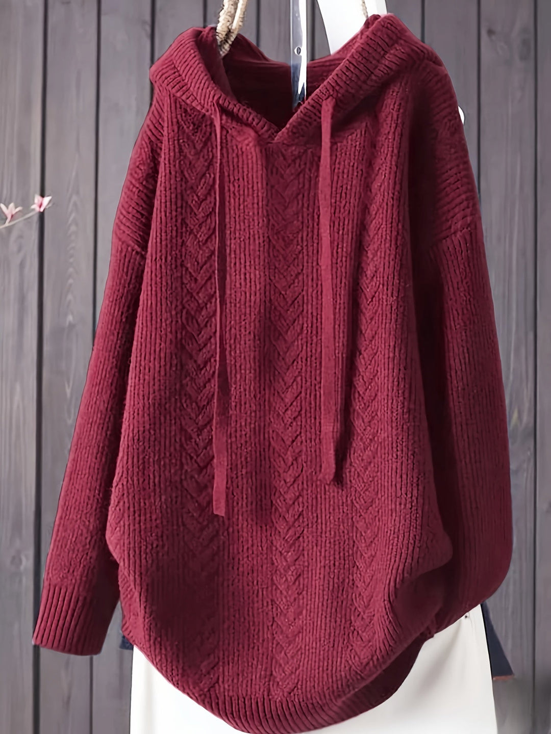 Genivee - Hanorac Casual Cu Tricotat Mâneci Lungi și Glugă