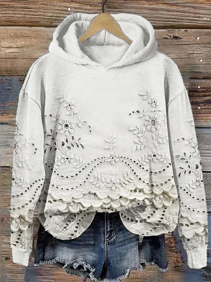 Leenja - Hanorac Casual Cu Textură Floare