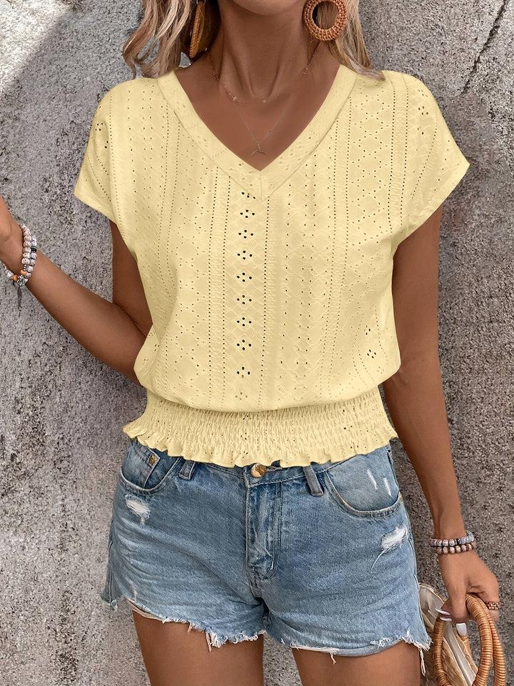 Delores - Tricou Elegant Cu Decolteu în V și Liliac