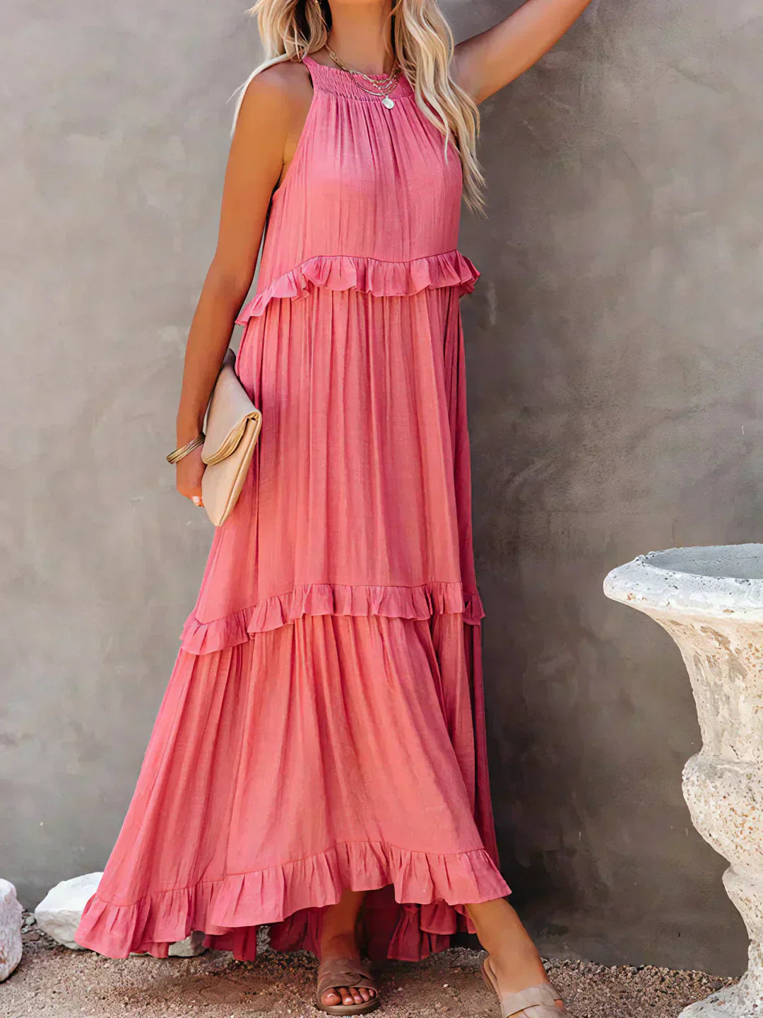Hayley - Rochie Elegantă Fără Mâneci Cu Volane