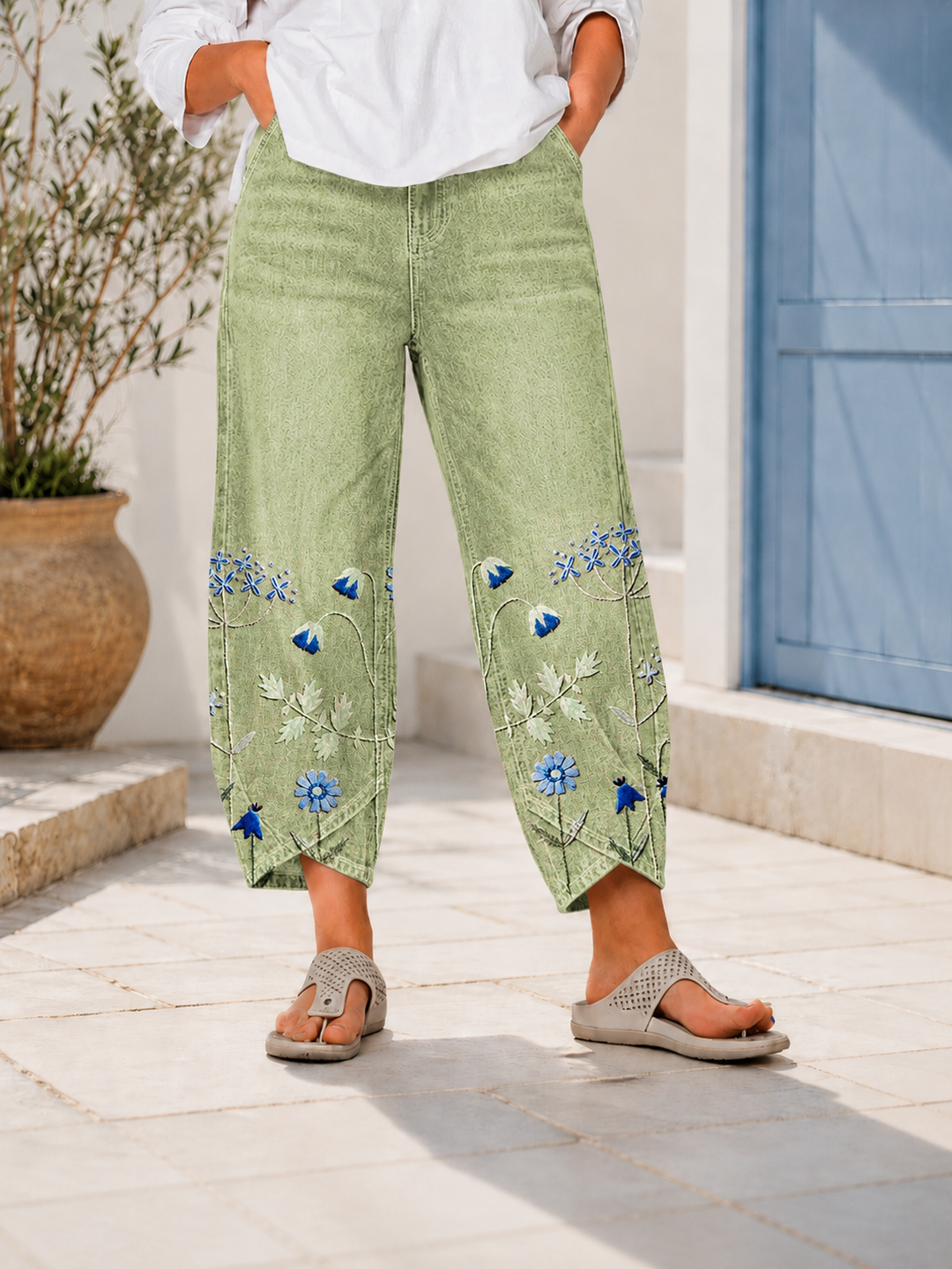 Selcen - Pantaloni Casual Cu Broderie