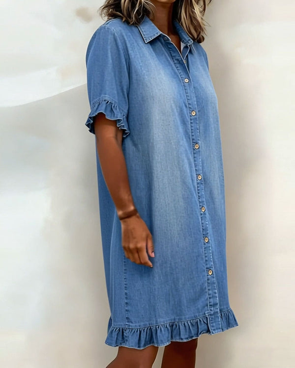 Ndapewa - Rochie Confortabilă Din Denim cu Croială Avantajoasă
