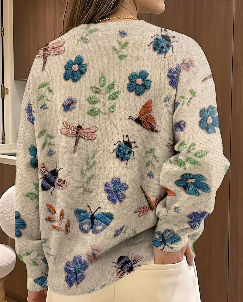 Nigella – Pulover Casual Cu Imprimeu Floral Și Cu Insecte