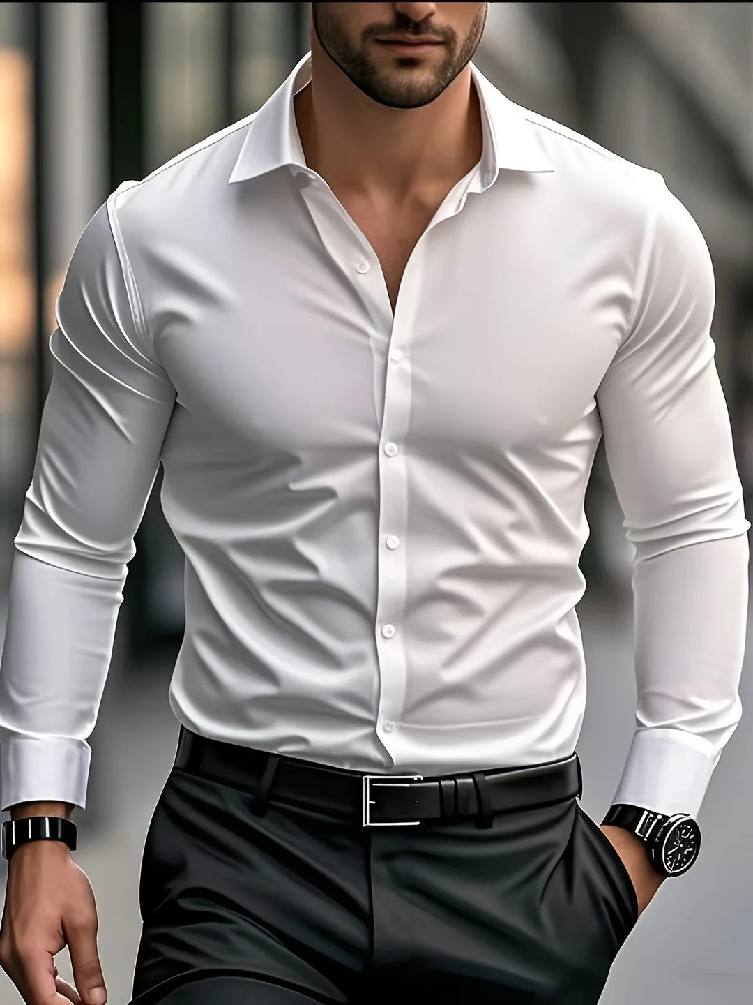 Byron - Cămașă Elegantă Cu Mâneci Lungi și Nasturi