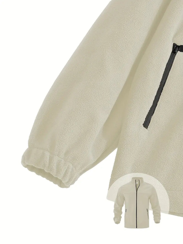 Barron - Jachetă Casual Din Fleece Cu Fermoar și Buzunar