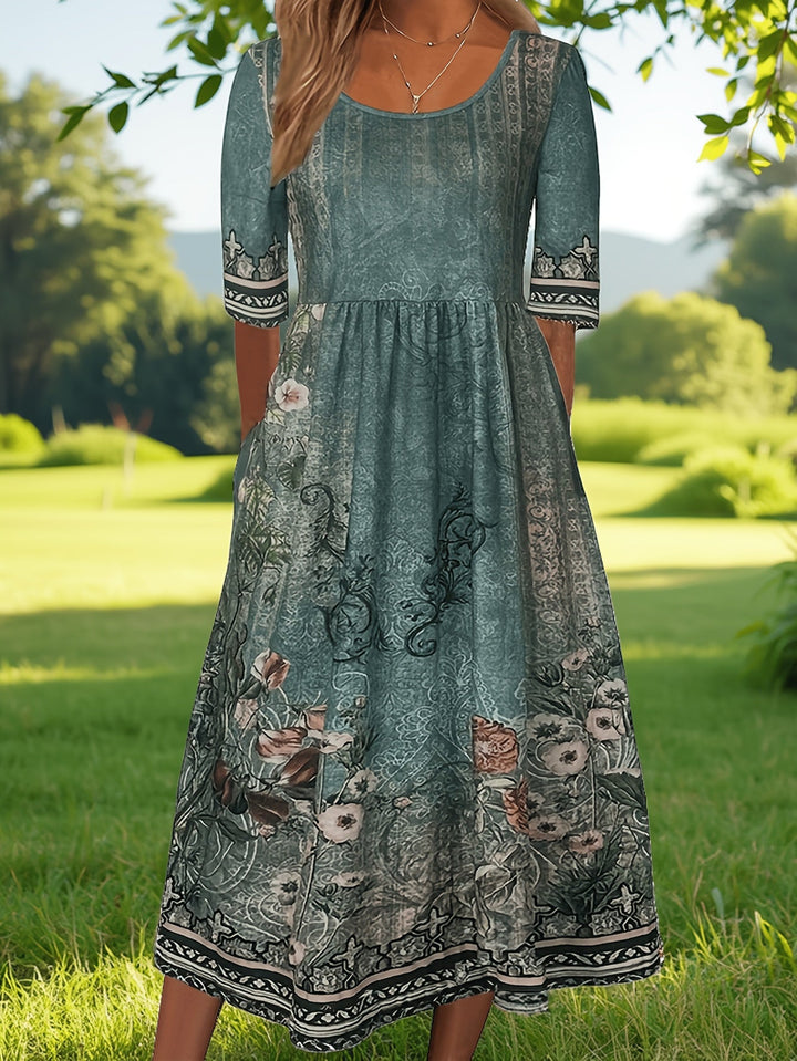 Jeeni - Rochie Cu Mâneci Scurte Si Smprimeu Floral