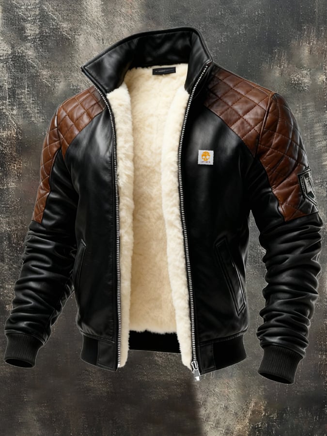 Enzo - Jacheta Din Piele Căptușită Cu Pluș Matlasat