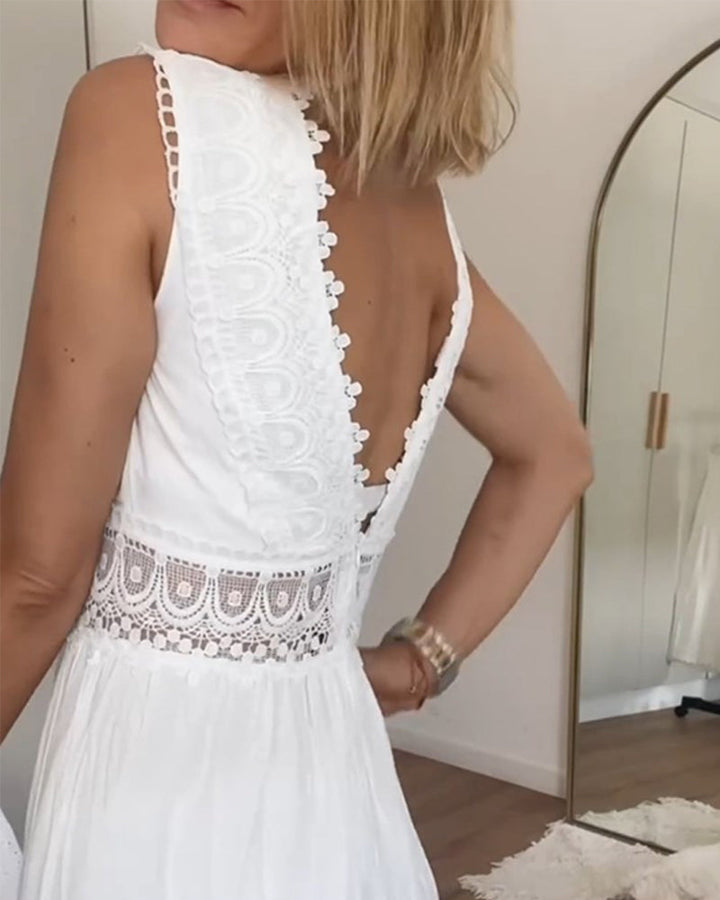 Papakosta - Rochie Elegantă Fără Mâneci Din Dantelă