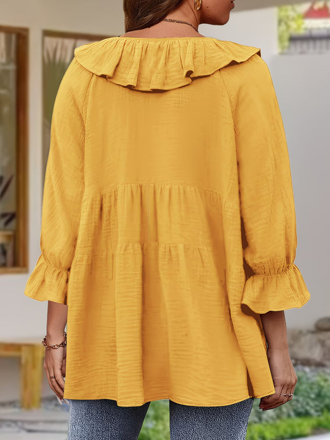 Garbine – Bluză Elegantă Cu Volane la Gât